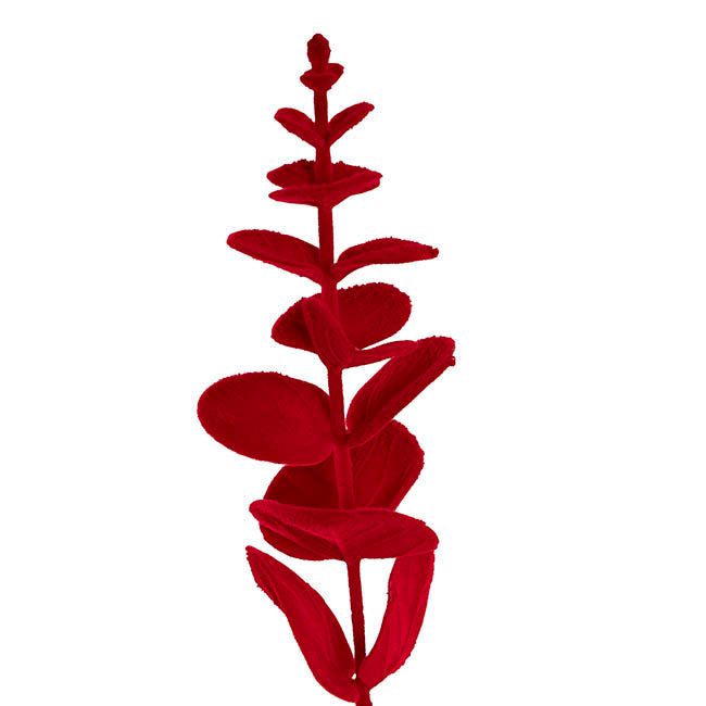 Eucalyptus Spray Flocked Red (62cmH)