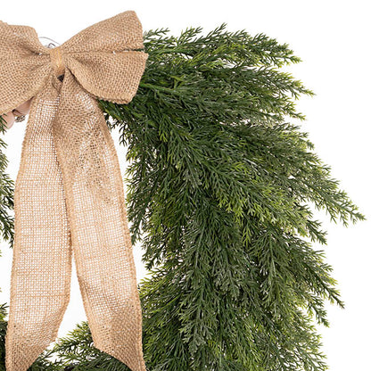 Cypress Pine Wreath w Jute Bow Real Touch Green (45cmD)