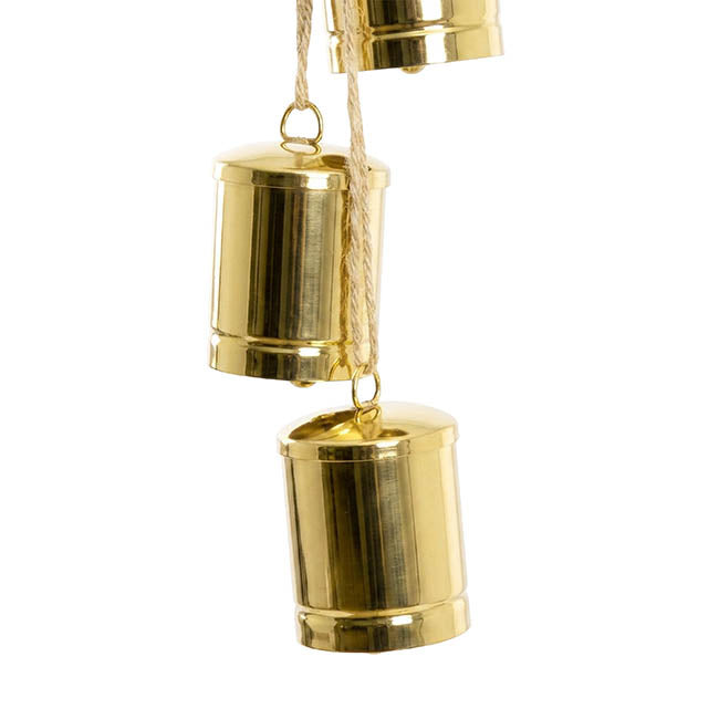 Hanging Bells x 4 Rustic Gold (70cmH)