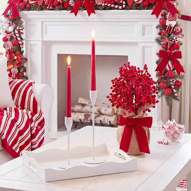 Lush Christmas Berry Table Tree w Bow Red (28cmH)