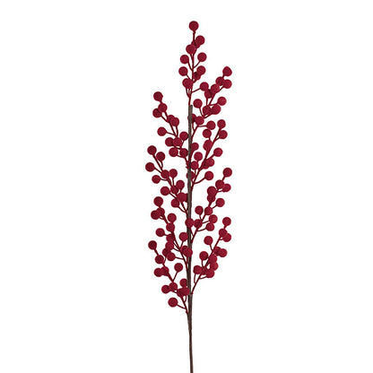 Traditional Berry Spray Flocked Dark Red (67cmH)
