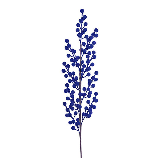 Traditional Berry Spray Flocked Navy (67cmH)