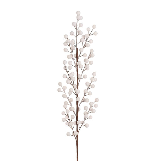 Traditional Berry Spray Flocked White (67cmH)