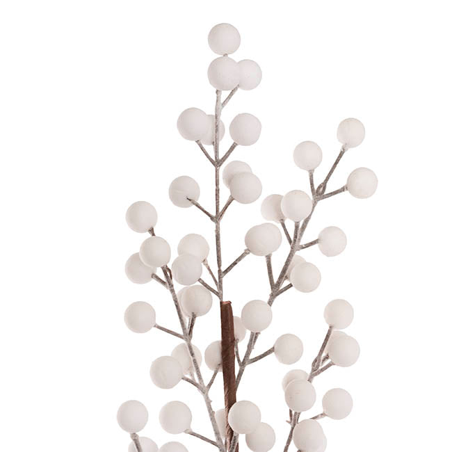 Traditional Berry Spray Flocked White (67cmH)