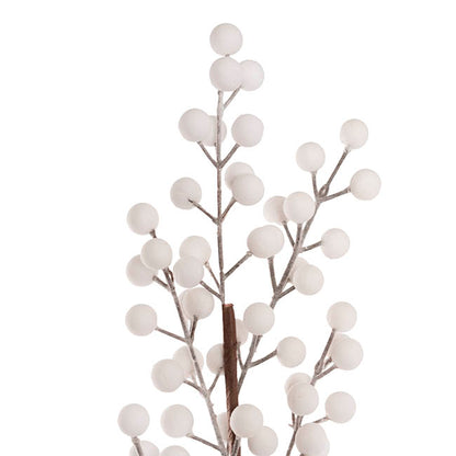 Traditional Berry Spray Flocked White (67cmH)