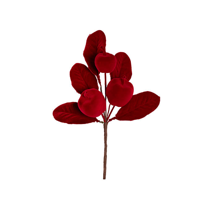 Flocked Apple Pick Dark Red (30cmH)