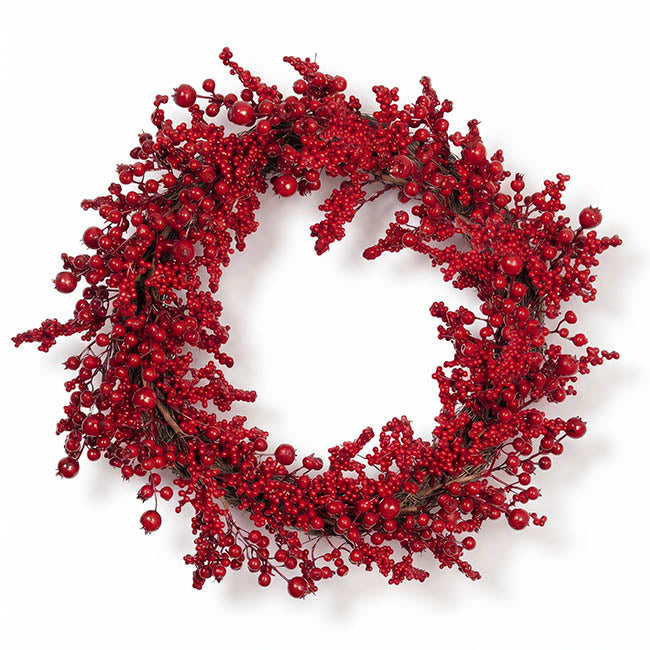 Festive Mixed Berry Wreath Dark Red (60cmD)