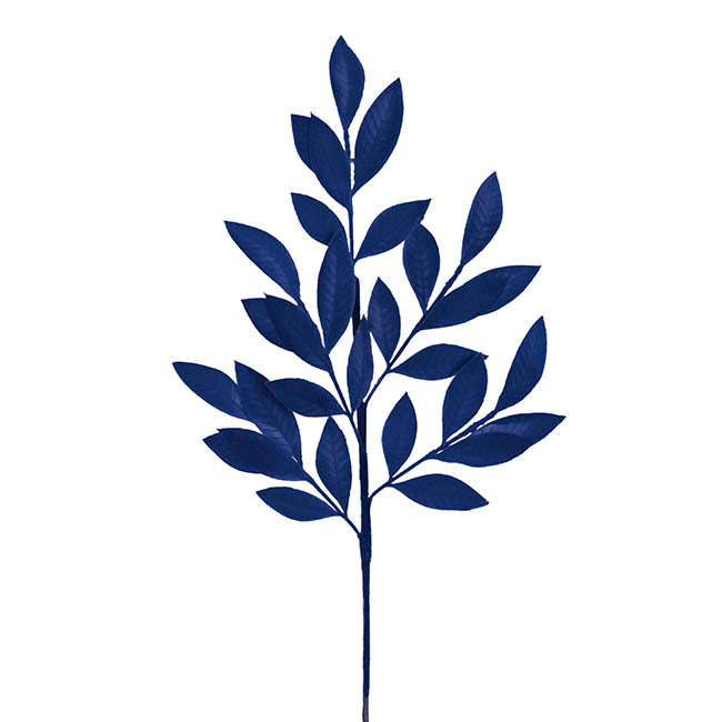Flocked Ficus Leaf Spray Navy (70cmH)