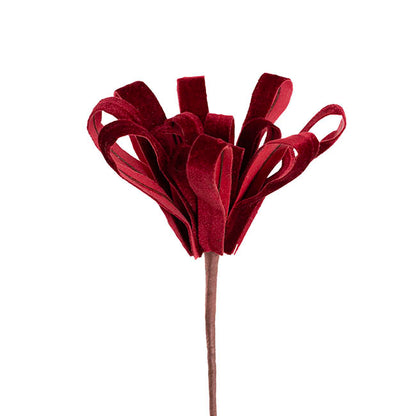 Velvet Pom Pom Bow Pick Burgundy (24cmDx30cmH)