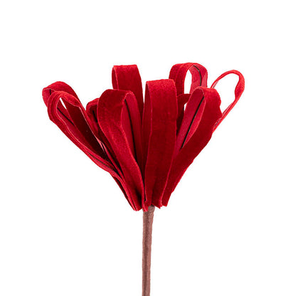Velvet Pom Pom Bow Pick Dark Red (24cmDx30cmH)