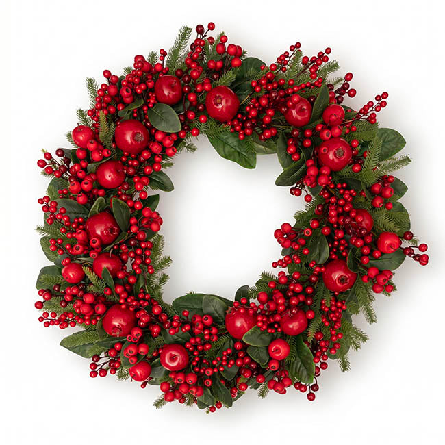 Pomegranate Berry Pine Large Wreath Red (91cmD)