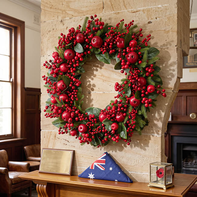 Pomegranate Berry Pine Large Wreath Red (91cmD)