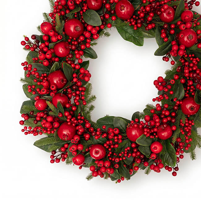 Pomegranate Berry Pine Large Wreath Red (91cmD)