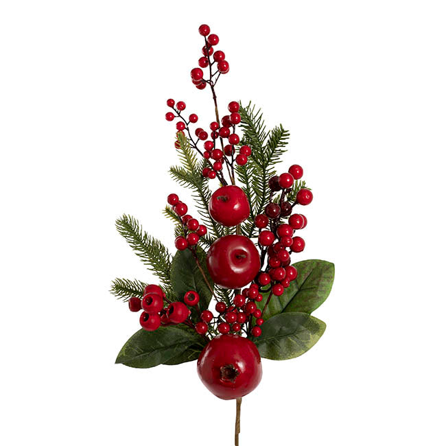 Pomegranate Berry Pine Spray Red (65cmH)