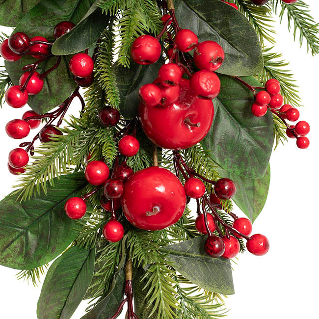 Pomegranate Berry Pine Teardop Swag Red (71cmH)
