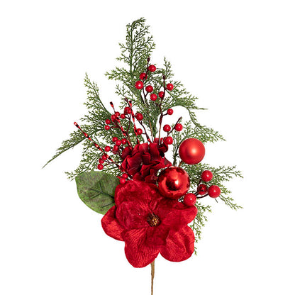 Magnolia Hydrangea Berry Spray Red (61cmH)