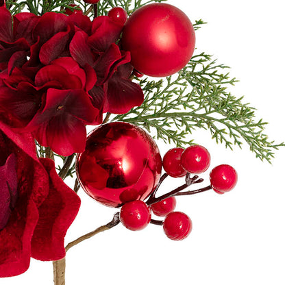 Magnolia Hydrangea Berry Spray Red (61cmH)