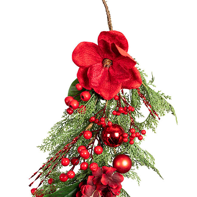 Magnolia Hydrangea Berry Garland Red (150cmL)