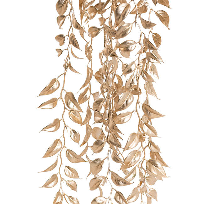 Cascading Ficus Leaf Spray Gold (90cmH)