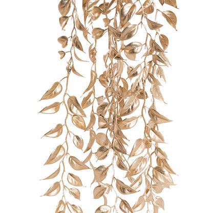Cascading Ficus Leaf Spray Gold (90cmH)