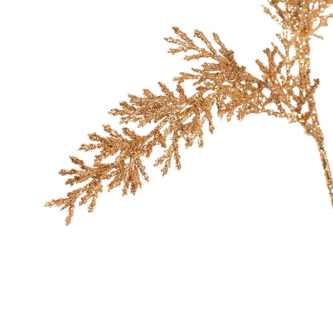 Cedar Pine Spray Glitter Gold (77cmH)