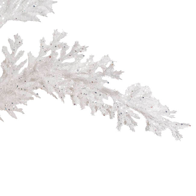 Cedar Pine Spray Flocked White (77cmH)