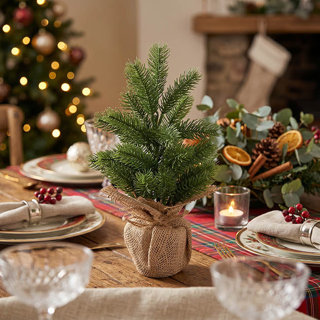 Forest Pine Table Top Tree Potted Jute Green (31cmH)