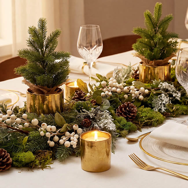 Forest Pine Table Top Tree Potted Jute Green (31cmH)