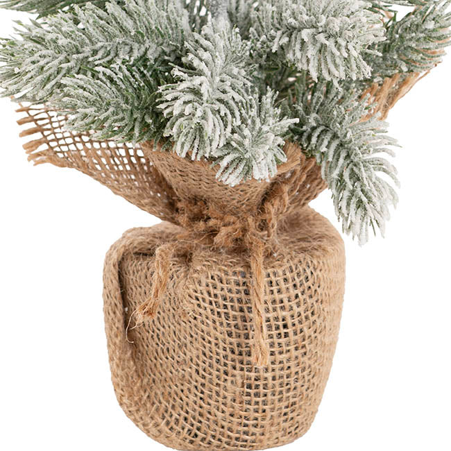 Snow Forest Pine Table Top Tree Potted Jute White (31cmH)