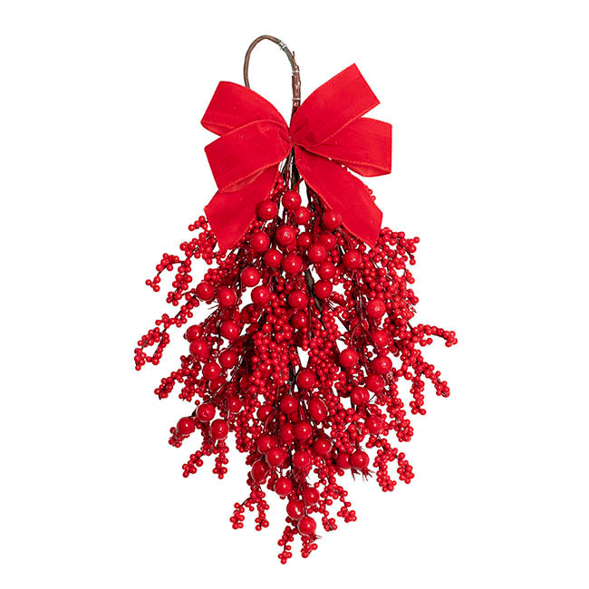 Festive Mixed Berry Teardrop Swag Red (45cmH)