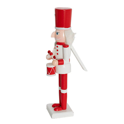 Wooden Nutcracker w Drum Red & White (38cmH)