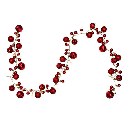 LED Warm Light Bauble Garland Red (180cmL)