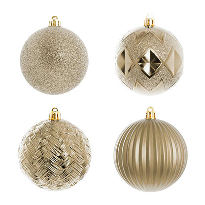 Decorative Assorted Hanging Baubles Set 24 Champagne (8cmD)