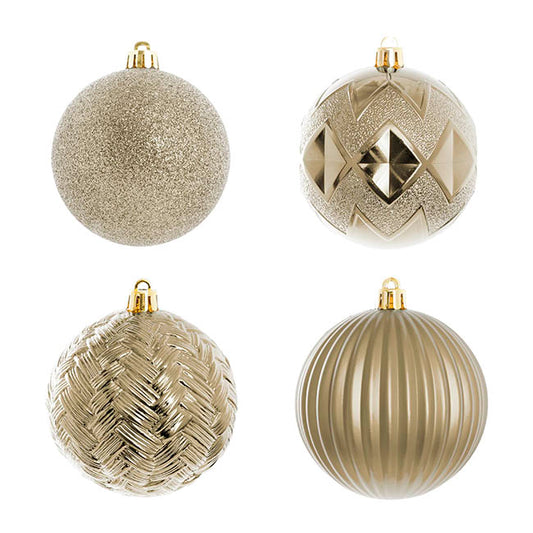 Decorative Assorted Hanging Baubles Set 24 Champagne (8cmD)