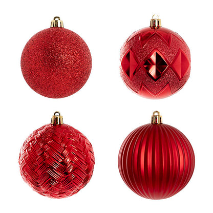 Decorative Assorted Hanging Baubles Set 24 Red (8cmD)