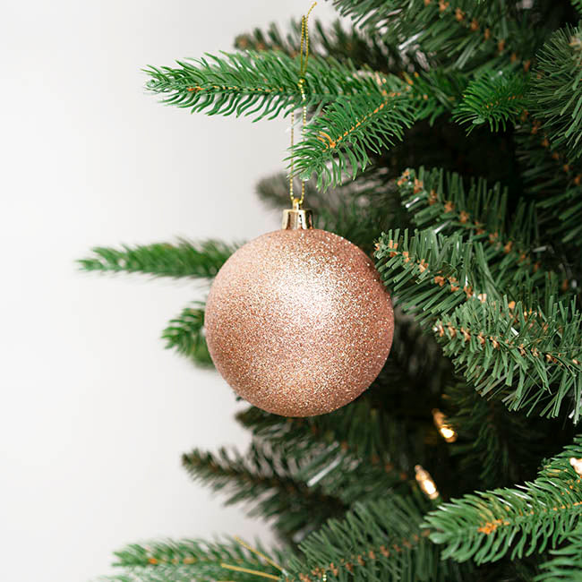 Decorative Assorted Hanging Baubles Set 24 Rose Gold (8cmD)