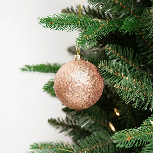 Decorative Assorted Hanging Baubles Set 24 Rose Gold (8cmD)