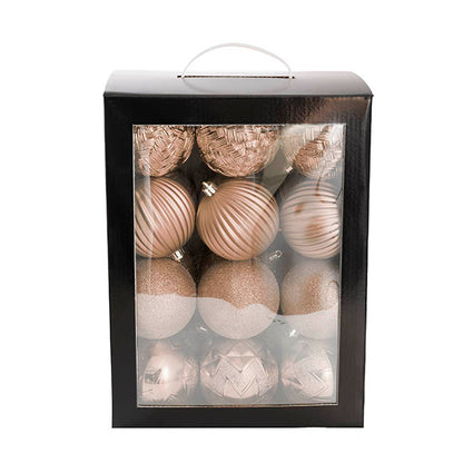 Decorative Assorted Hanging Baubles Set 24 Rose Gold (8cmD)