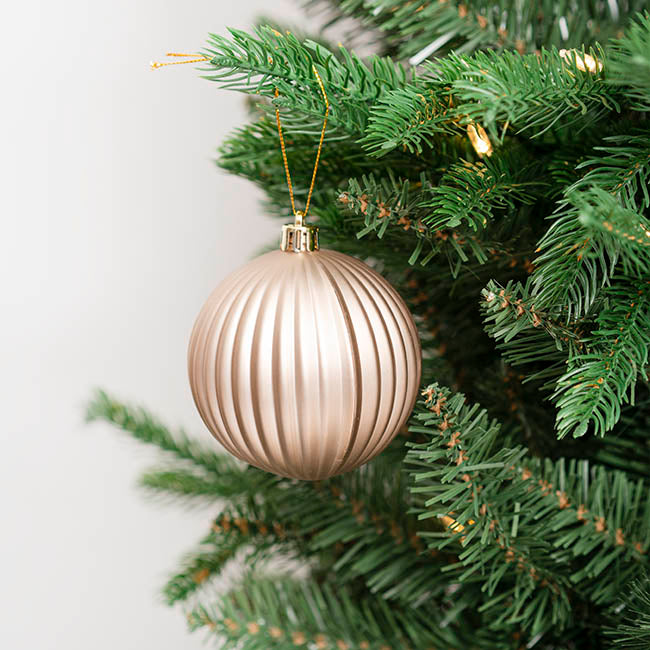 Decorative Assorted Hanging Baubles Set 24 Rose Gold (8cmD)