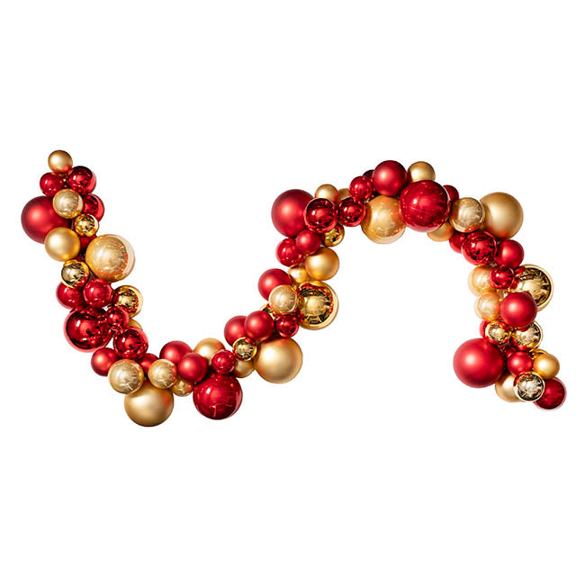 Elegant Bauble Garland Red & Gold (180cmL)