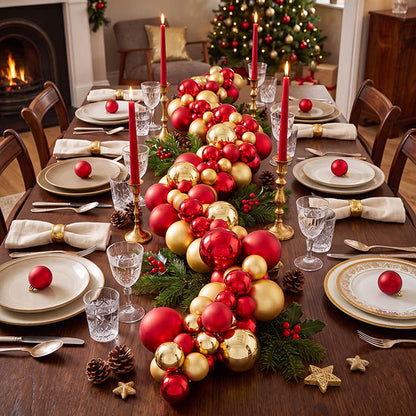 Elegant Bauble Garland Red & Gold (180cmL)