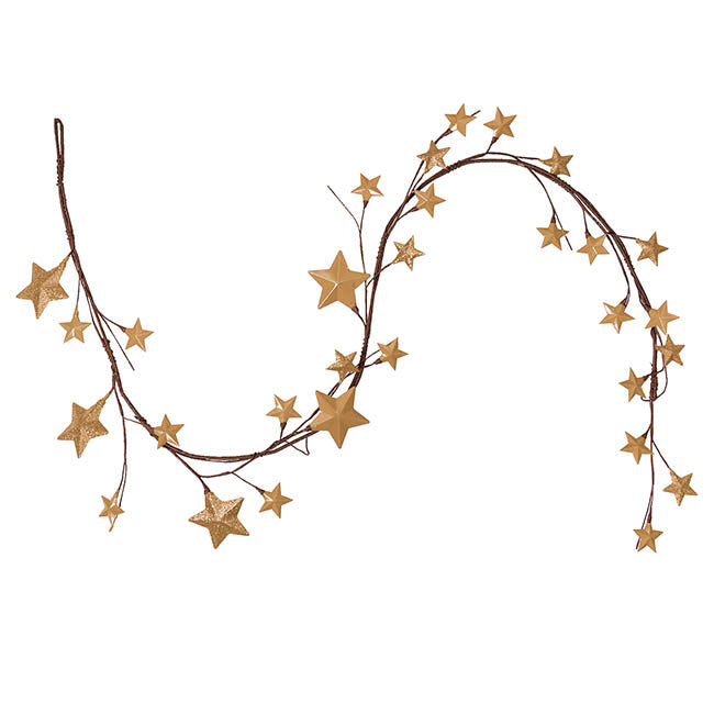 Metal Star Garland Champagne Gold (117cmL)