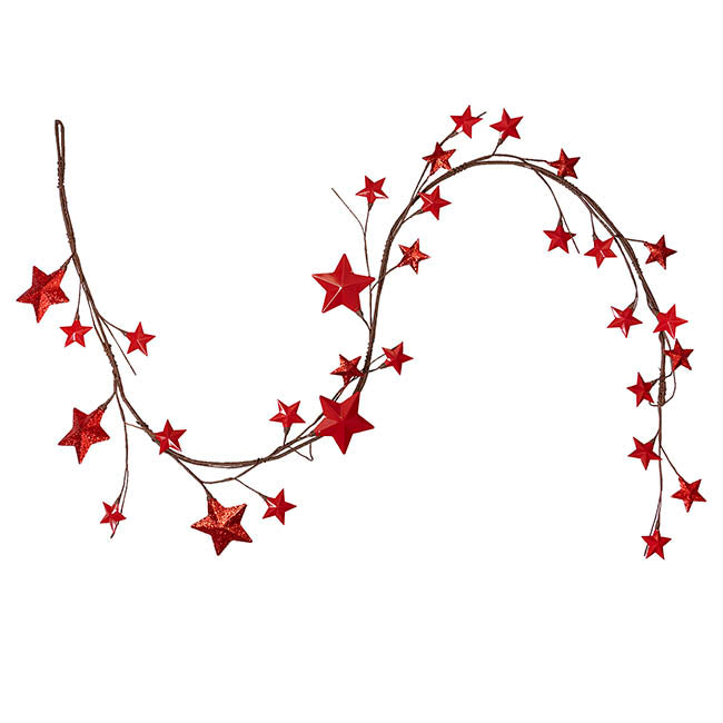 Metal Star Garland Red (117cmL)