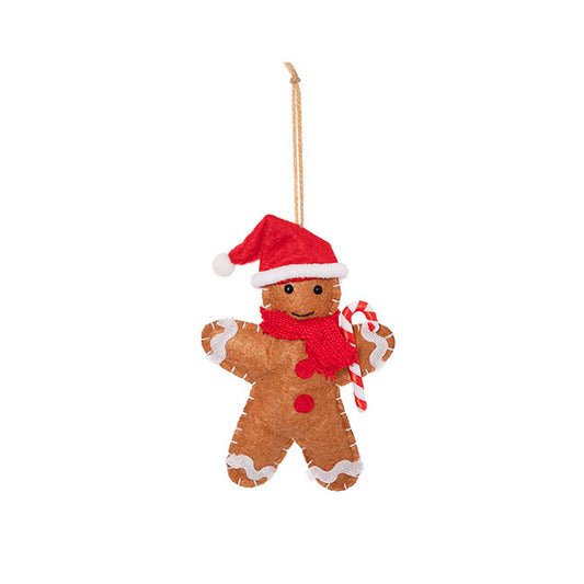 Hanging Gingerbread Man w Candy Cane Pack 2 Red (12cmH)