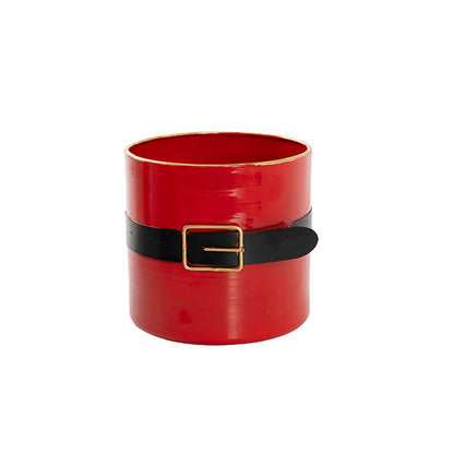 Santa's Belt Metal Pot Red (15.5cmDx14.5cmH)