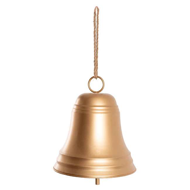 Large Hanging Metal Bell Gold (31x34cmH)