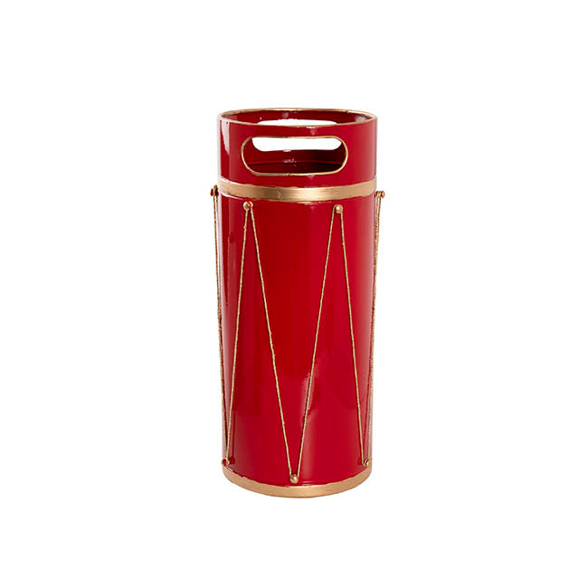 Tall Metal Christmas Vase Planter Red (18.5cmDx40cmH)