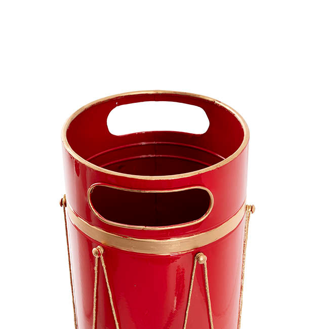 Tall Metal Christmas Vase Planter Red (18.5cmDx40cmH)