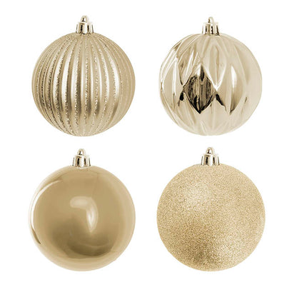 Assorted Hanging Baubles Set 12 Champagne (8cmD)