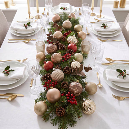 Assorted Hanging Baubles Set 12 Champagne (8cmD)